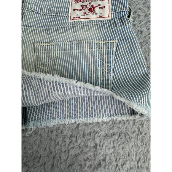 True Religion Womens Striped Denim Shorts Size 26 100% Cotton Made In USA NWT - Picture 9 of 11